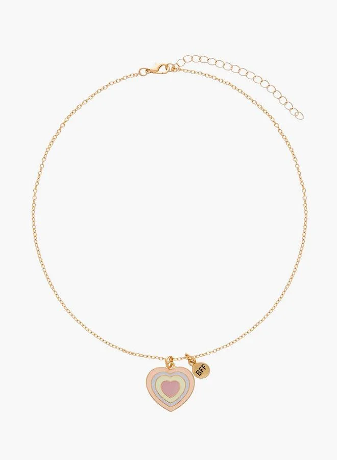 Flora Bella By Shoexpress Heart Pendant Necklace With Lobster Clasp Closure - Set Of 2
